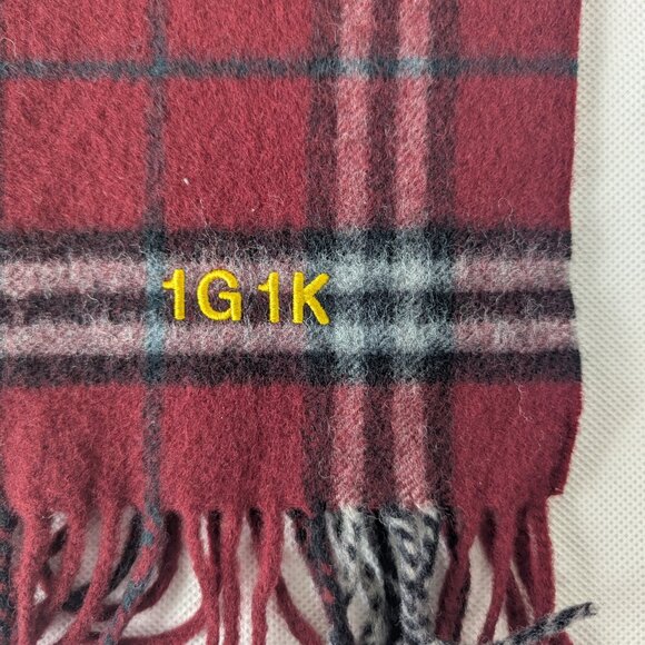 BURBERRY London Classic Nova Check Knit 100% Cashmere Neck Warmer Maroon SCARF - Picture 4 of 7